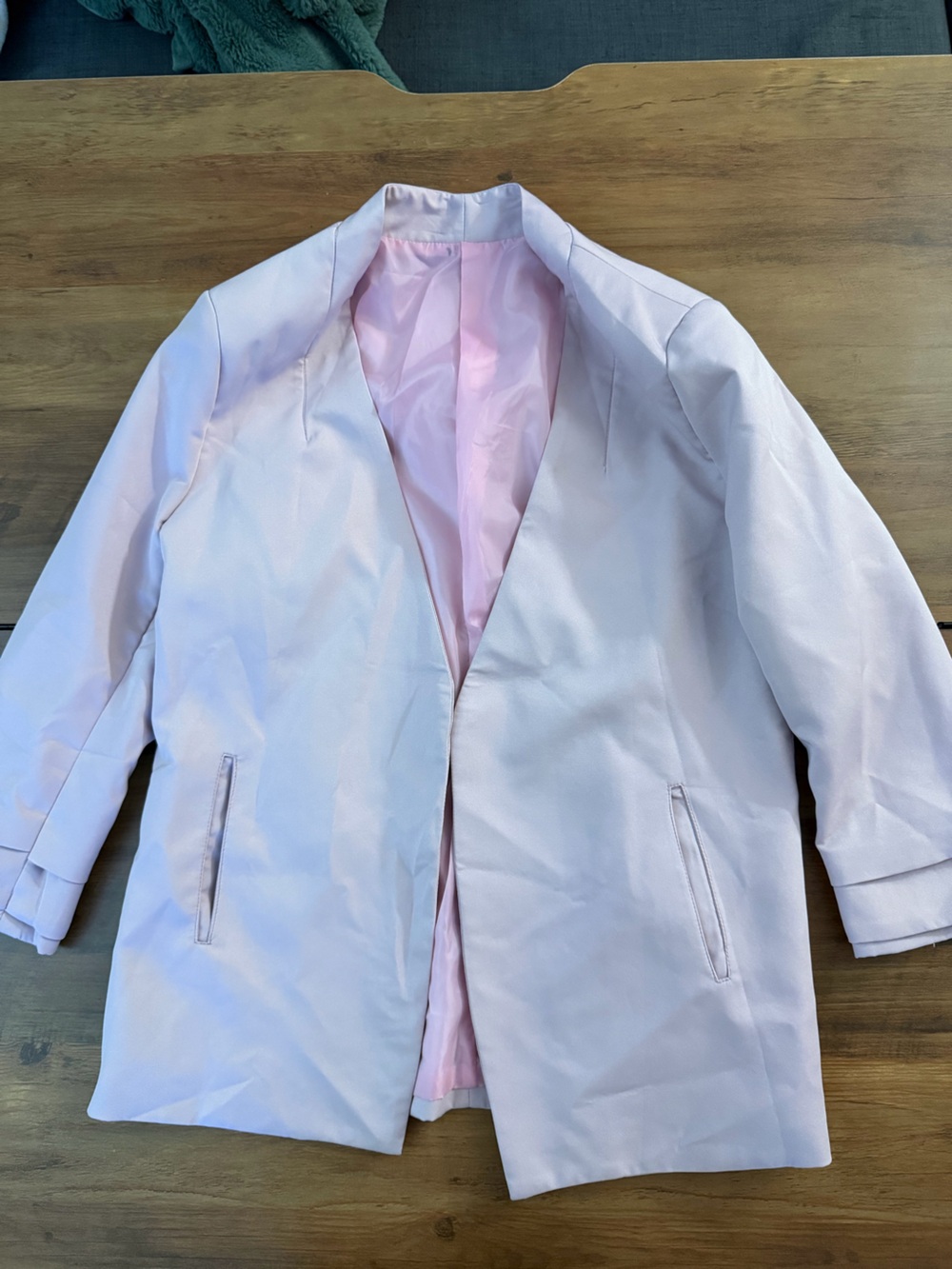 Women's Pale Pink Open-Front Blazer Jacket